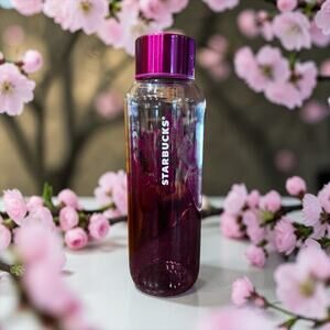 Starbucks 2022 Woodland Glass Bottle 20 oz Purple Mushroom Fern EUC